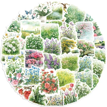Autocollants aquarelle fleurs d'été, 50 pièces, pour valise d'ordinateur portable, Graffiti, Skateboard, bagages, autocollants imperméables en PVC, jouets cadeaux pour enfants