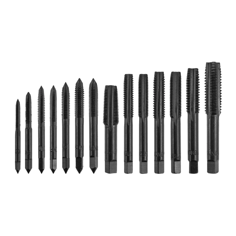 

14Pcs Threading Tap Die Set Straight Flute Machine Tap Steel Round Thread Die Right Hand Screw Tapping Threading Tool