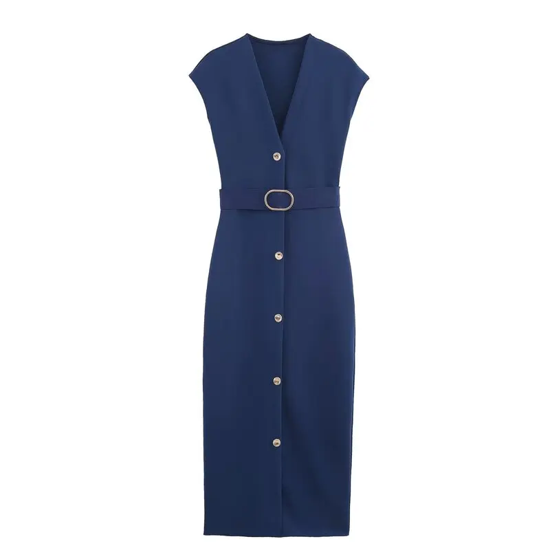 Elastische Midi Dr Dames Faion 2025 Herfst Nieuwe collectie Gordel Veelzijdig Dr Hoge Elastici Svel V-ne Enkele Bu...