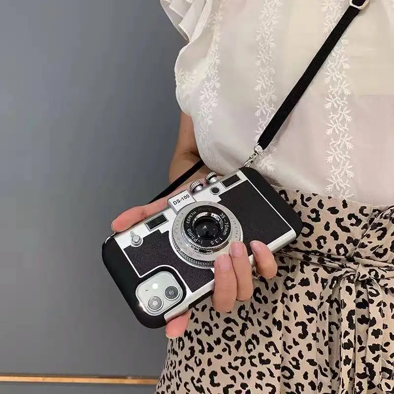 3D Retro Camera Leather Case decoration phone protective case for IPhone 14 Pro Max Mini XS XR X 8 7 Plus phone cover decoration