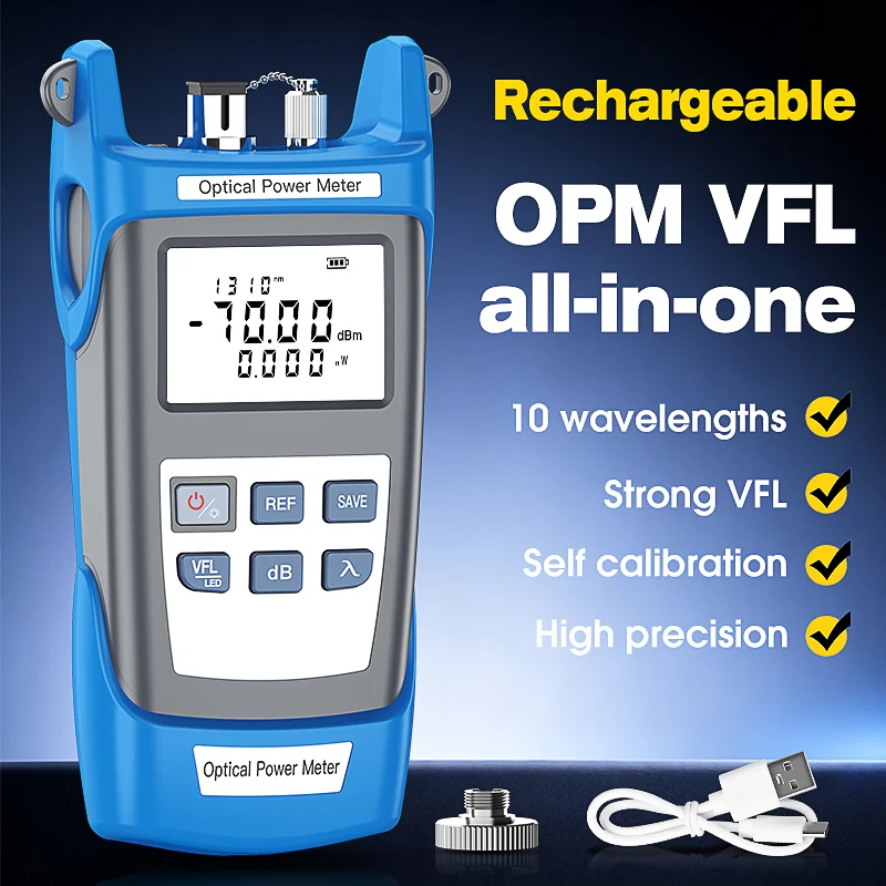comptyco-p-g10-光パワーメーター（opm）・可視光線障害検出器（10～50mw-vfl）一体型ftth充電式光ファイバーケーブルテスター