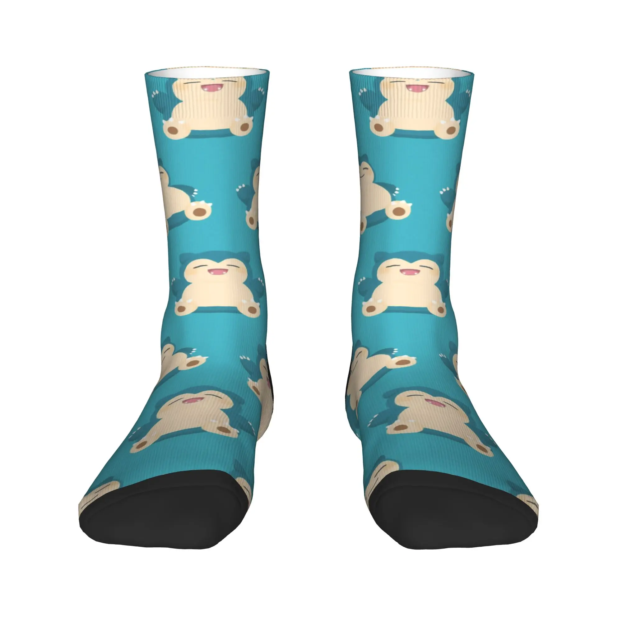 Retro P-Pokemons Snorlax Skateboard Socks  Polyester Middle Tube Socks for Women Men Sweat Absorbing
