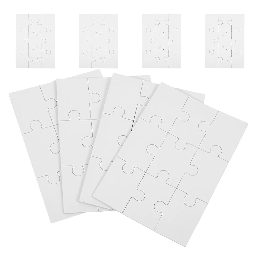 DIY Em Branco De Madeira Jigsaw Puzzles, Sublimação Personalizável, Toy Pieces, 4 Folhas