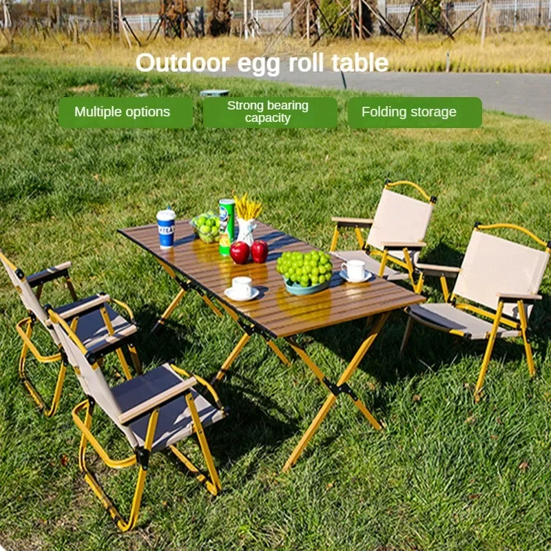 

Camping Picnic Table Carbon Steel Alloy Chicken Roll Table and Chair Set Outdoor Folding Desk Portable Night Market Stall Desk