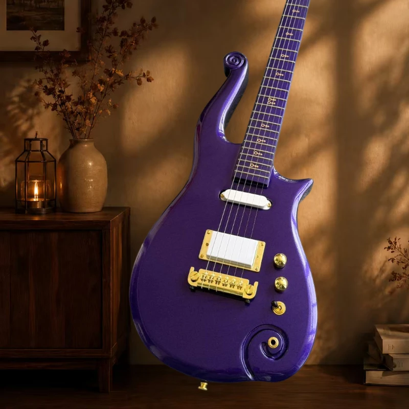 High Gloss Purple Peach Blossom Electric Guitar Heart Body Cloud Shaped Spiral Winding Pattern Beginning Beginner Free Delivery