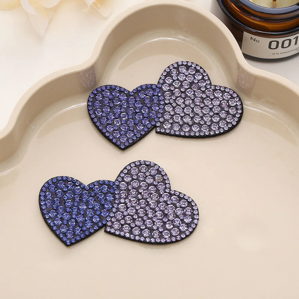 Heart Patches Rhinestone Applique Sew On DIY For Clothing Jacket Backpack Sewing Decorative Badges BX198