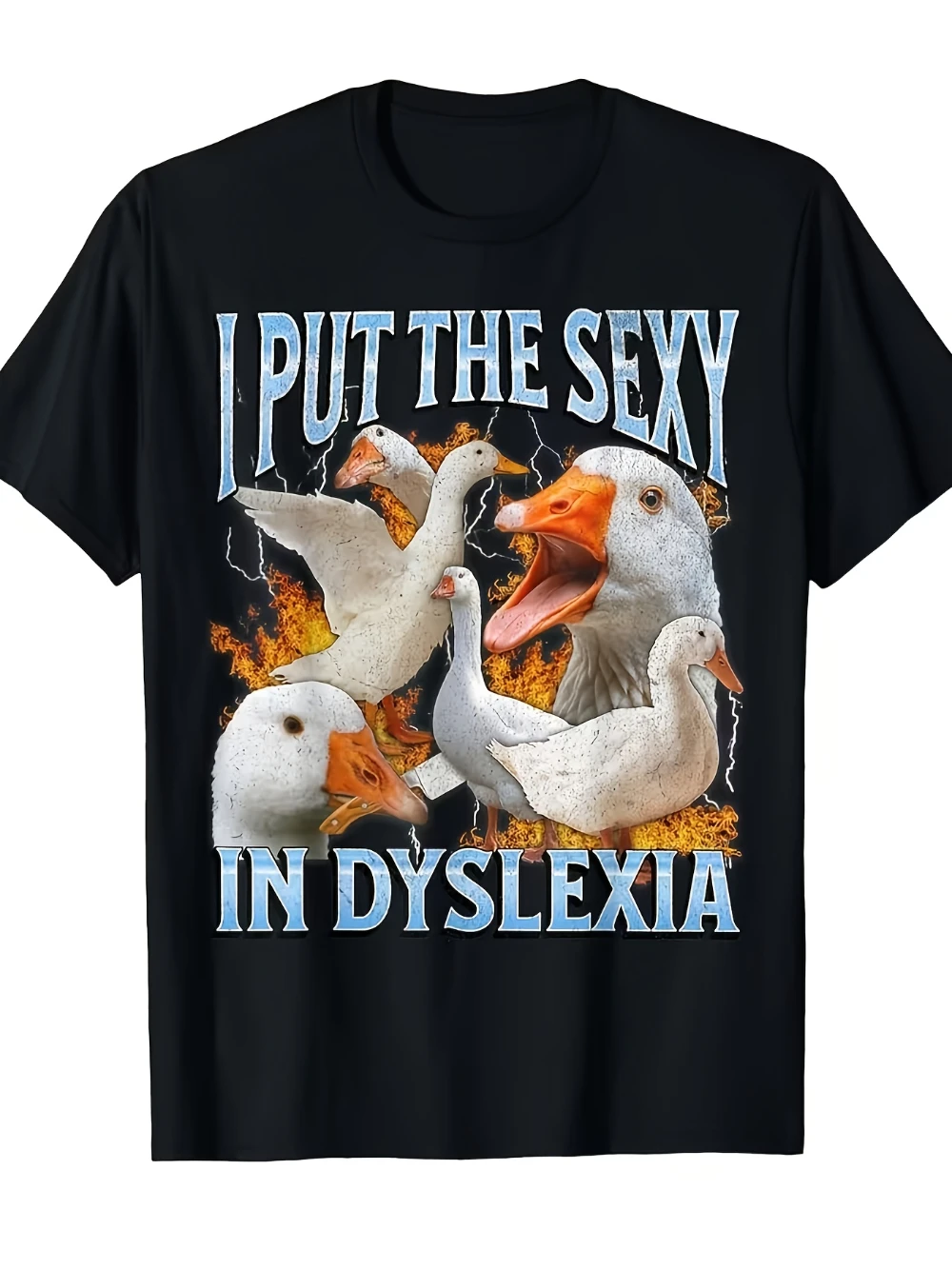 Lustiges Goose-Fan-T-Shirt für Herren, kurzärmeliger Rundhalsausschnitt, lässiges und humorvolles Design, optimistisches Grafik-T-Shirt, reines Paar-T-Shirt