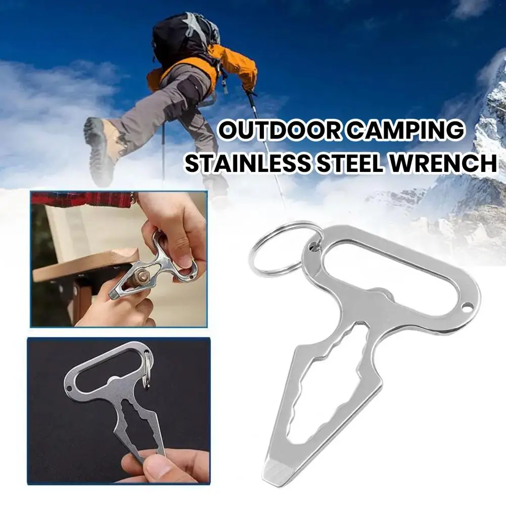 Compact Outdoor Wrench Easy Grip Wrench Portable Outdoor Defense Tool Compact Wrench Bottle Opener Keychain for Camping Picnic