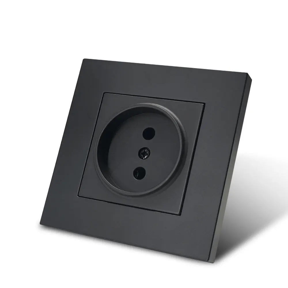 

WESA Black Power Socket 16A EU Standard Electrical Outlett Not Ground Flame Retardant Spray Paint Plastic Panel Wall Socket News