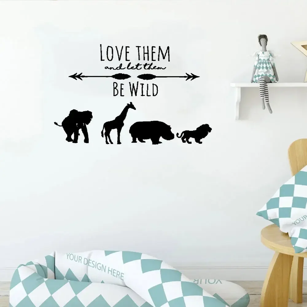 Наклейка на стену с изображением приключений на тему животных Love Them Be Wild, стикер на стену, домашний декор для гостиной, спальни, винил Dw21330