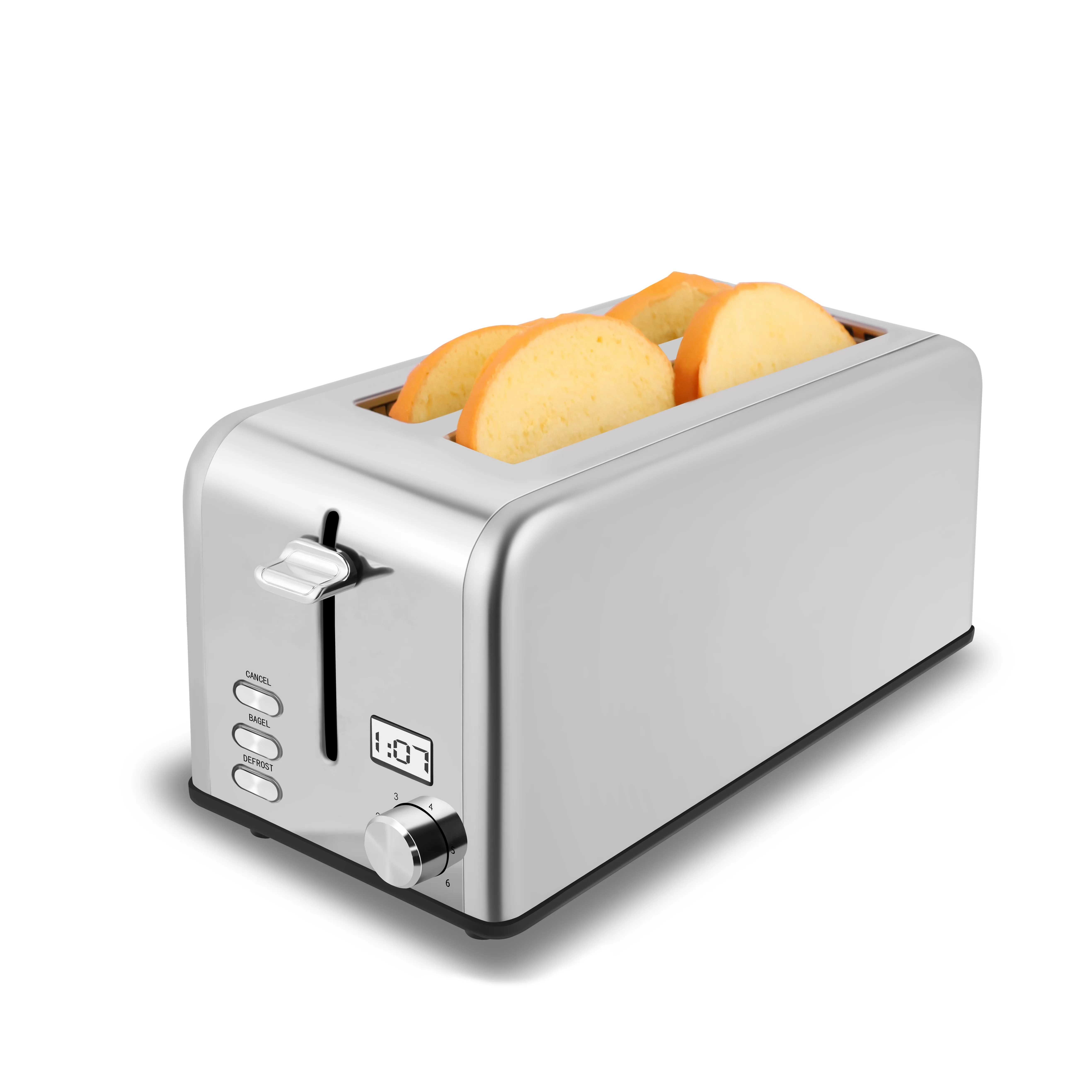 

Stainless Steel Hot Sale Modern Style Long Slot With LCD Display 4 Slice Toaster with Grill