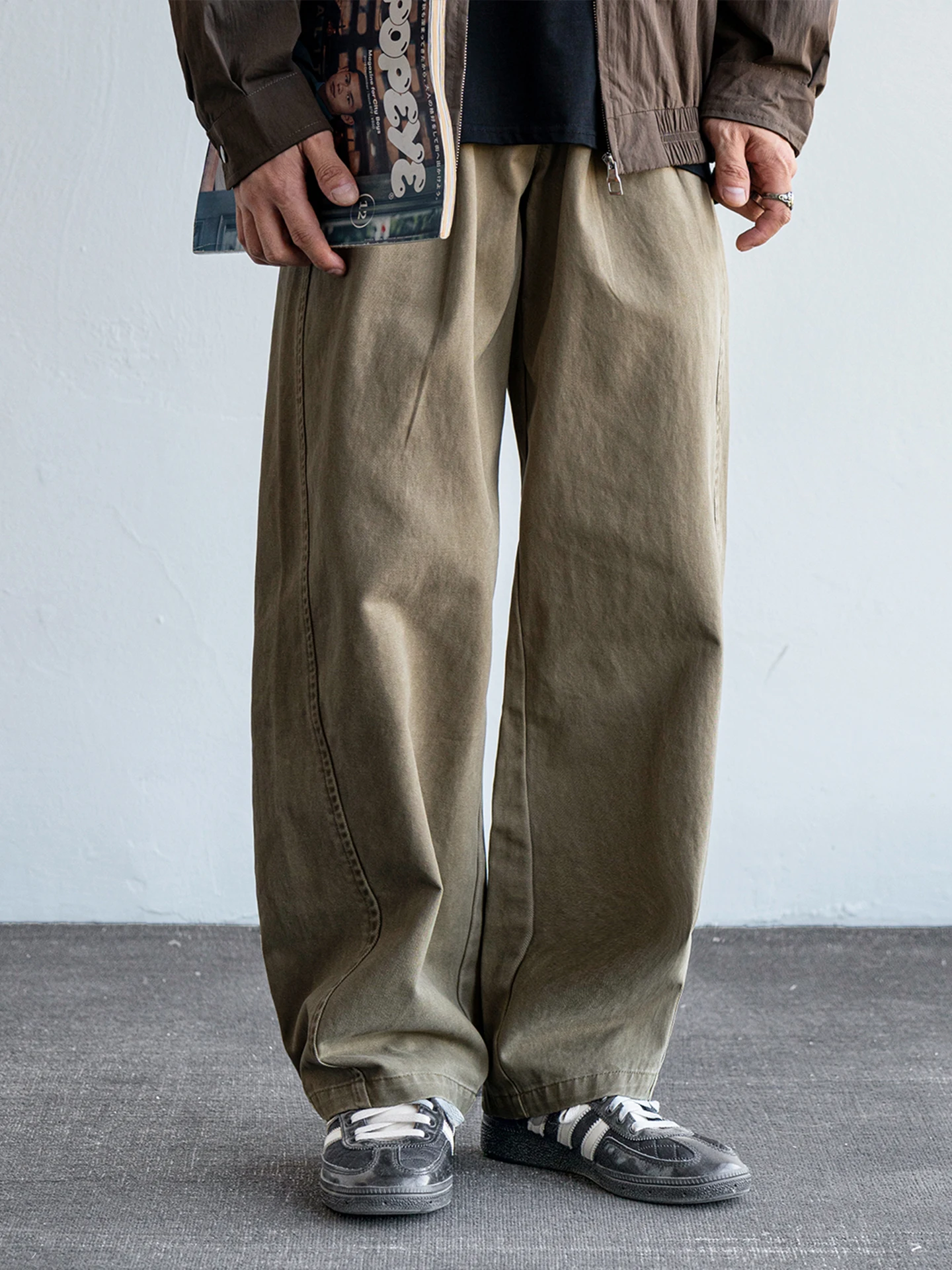 

Мужские брюки в стиле ретро, американские повседневные, прямого кроя, с микро-конусным силуэтом, рабочие, из чистого хлопка, с 3D-кроем, комфортная посадка