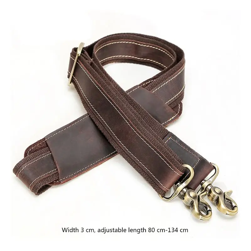 Vintage Leather Replacement Shoulder Strap For Briefcase Luggage Bag