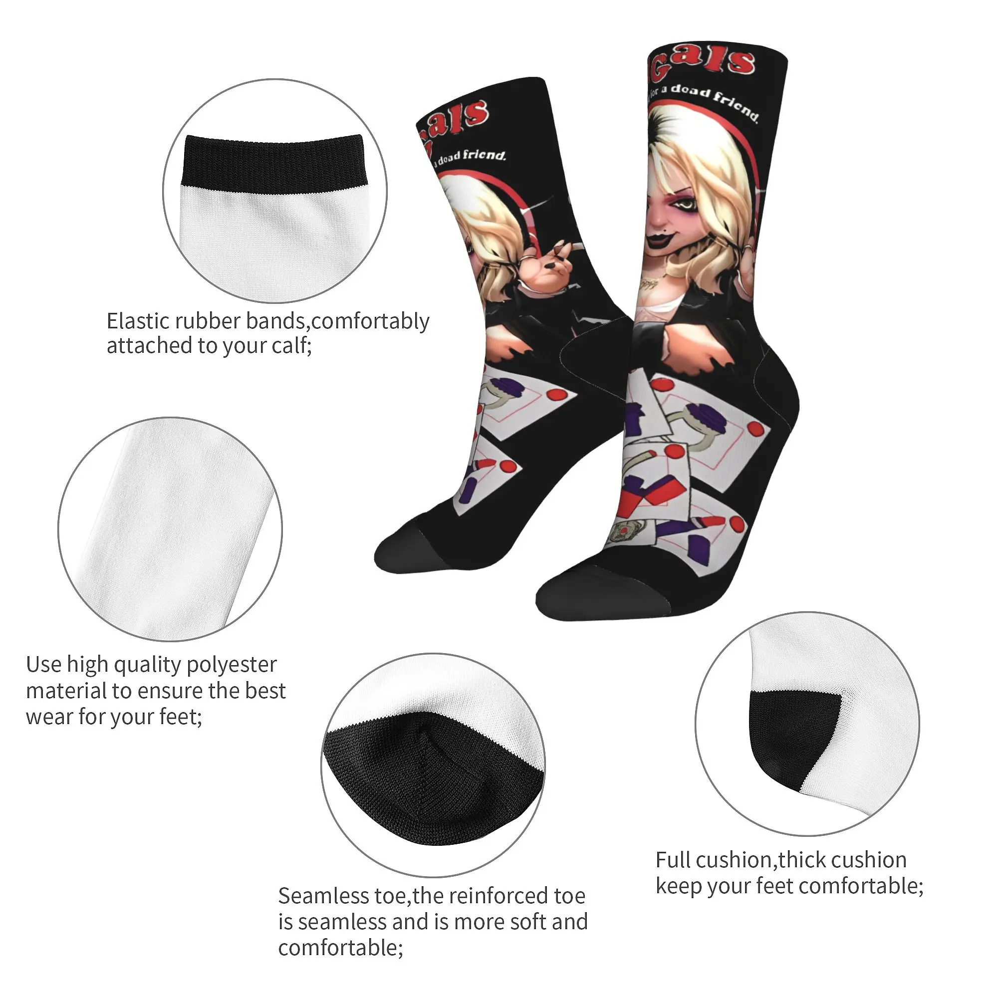 Bride Of Chucky Human Tiffanies And Chucky Socks Men Women Polyester Socks Spring Summer Autumn Winter Middle Tube Socks Gift