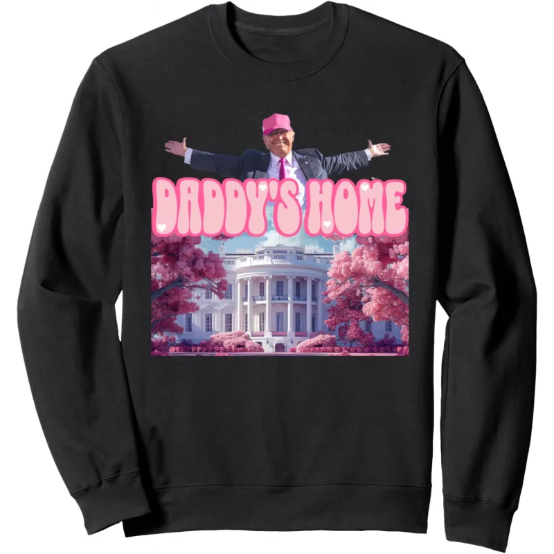 

Interesting Trump brings back America with pink patterned long sleeved sweatshirt