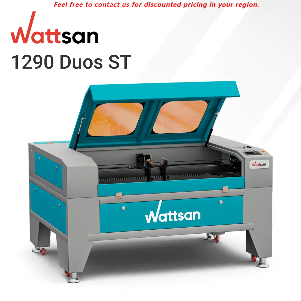 

Wattsan 1290 Duos ST 1200*900 Mm Co2 Laser Cutting Engraving Machine Plywood Cardboard Fabric Laser Cutter Engraver Double Heads