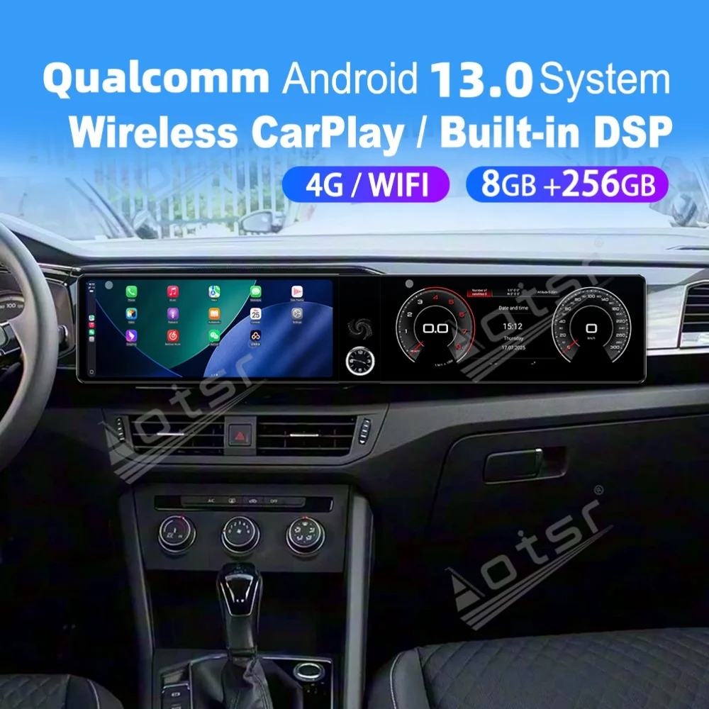 

12,3-дюймовый двойной экран Qualcomm Carplay Android автомобильный мультимедийный автомобильный для Volkswagen Tayron 2019 ~ 2022 GPS автомобильный радиоприемник