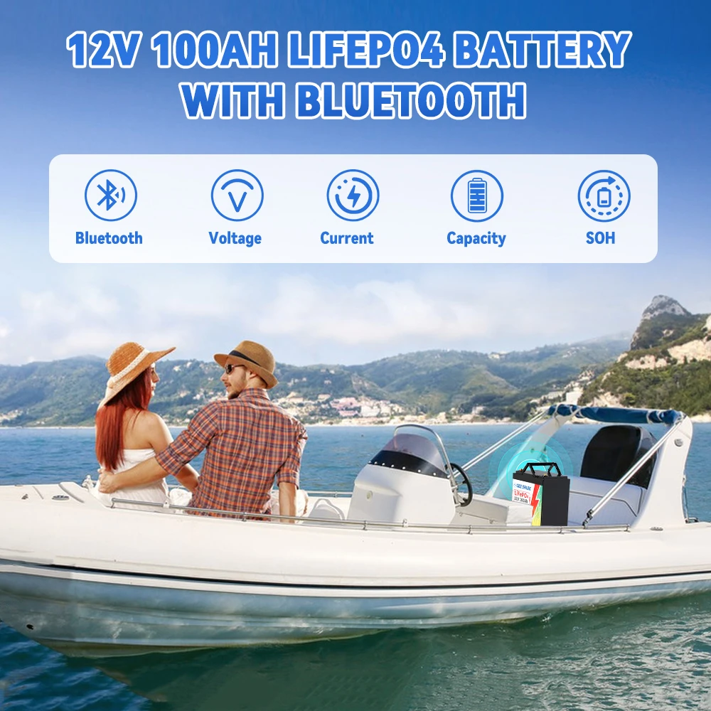 12V 24V 36V 100Ah LiFePO4 Battery BMS For RV Campers Golf Cart Boat Off-Road Off-grid Solar Energy 12.8V Lithium Battery No Tax