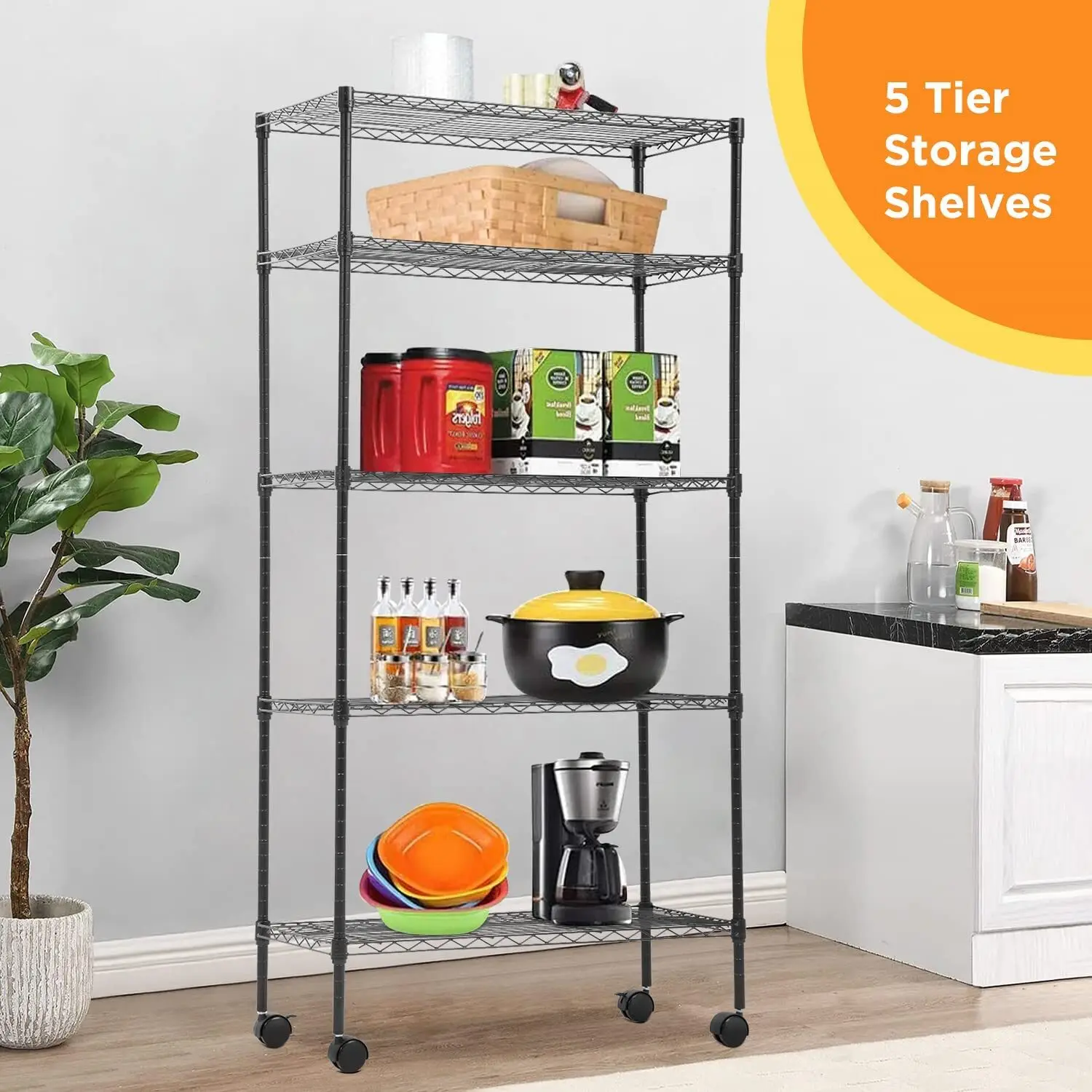 

5-Tier Wire Shelving Unt iMetal Heavy Duty Storage Shelf Rack