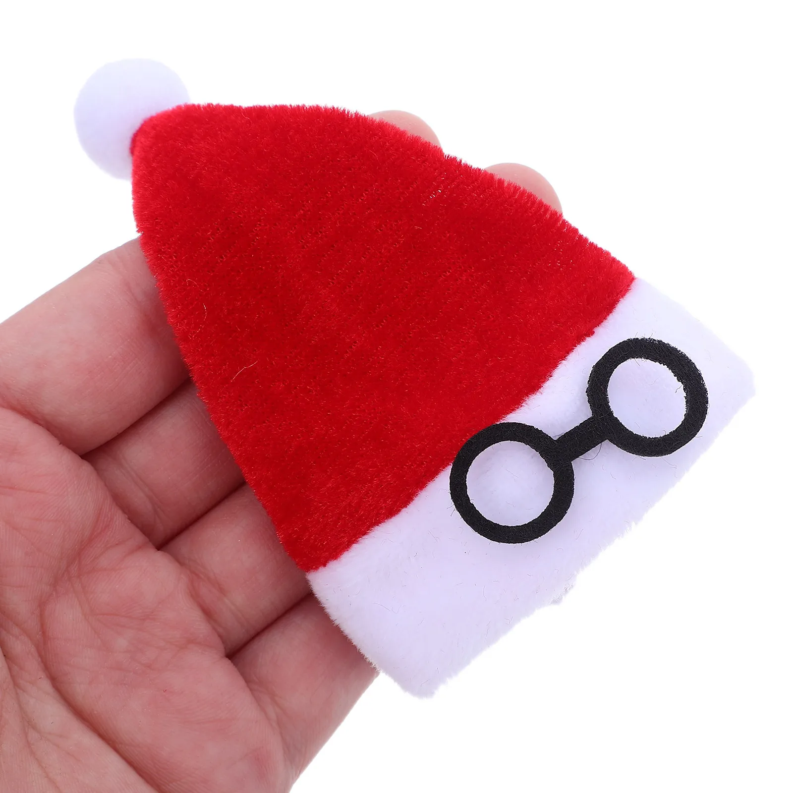 

10 шт., мини-шляпы Санта-Клауса, 3,5 см, фланелевые рождественские держатели для посуды для бутылок вина, украшения, сумки для хранения посуды своими руками, красные