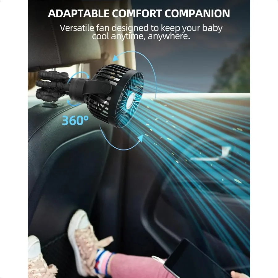 Portable Stroller Mini Fan Small Rechargeable Personal Fan Baby Travel entials for Wagon Car Seat Treadmill Battery Powered Bik