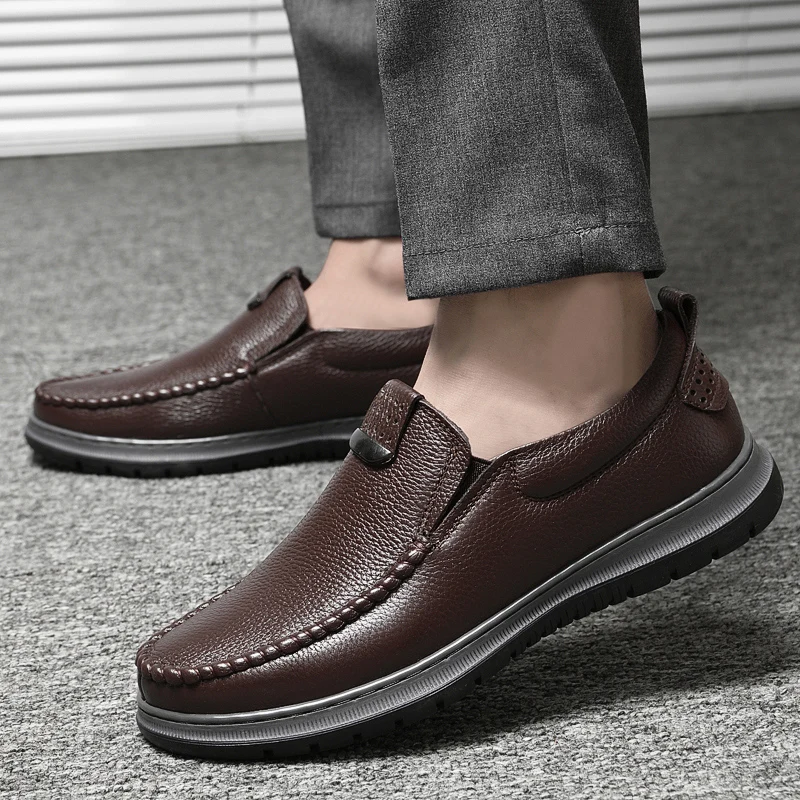 Men Leather Casual Shoes Business Formal Shoes Genuine Leather Comfortable Mens Soft Loafers Male Shoes