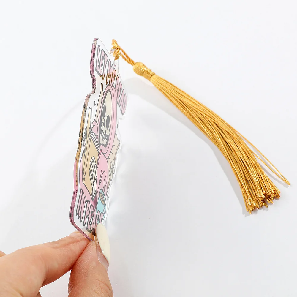 1개 재미있는 해골 책갈피 독서 마커 아크릴 북마크 친구 소녀 교사 어린이 문구 학교 용품