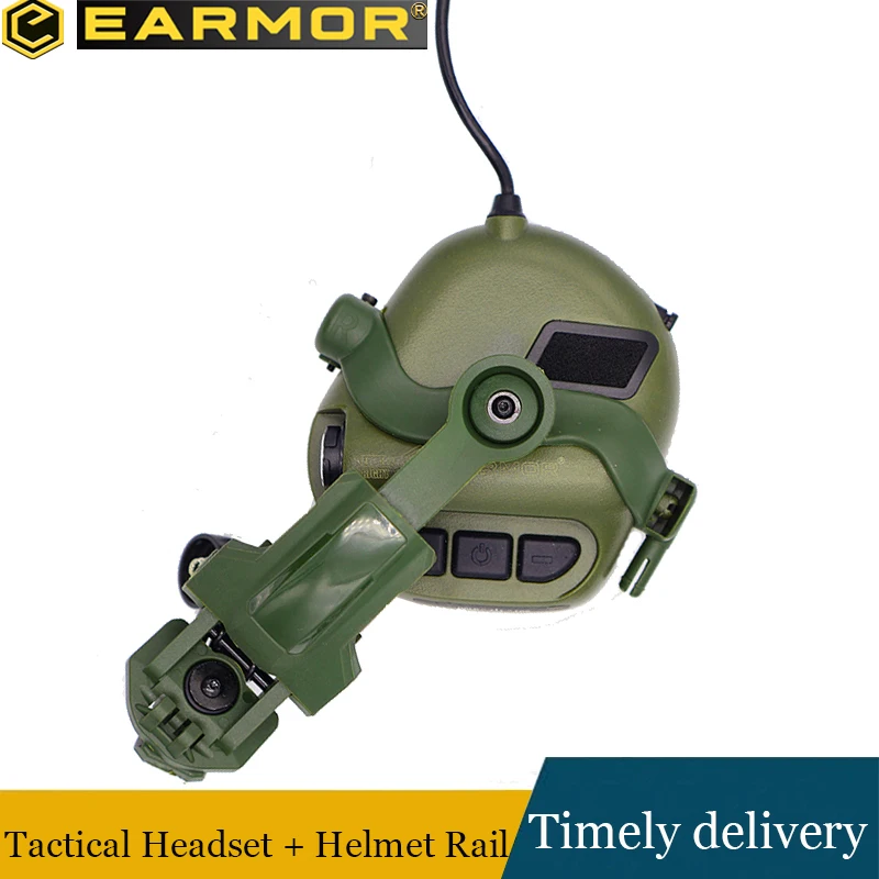 EARMOR Tactical Headset M32 and Helmet Rail Adapter, Hunting Shooting Earmuffs, Electronic Hearing Protection Headphones