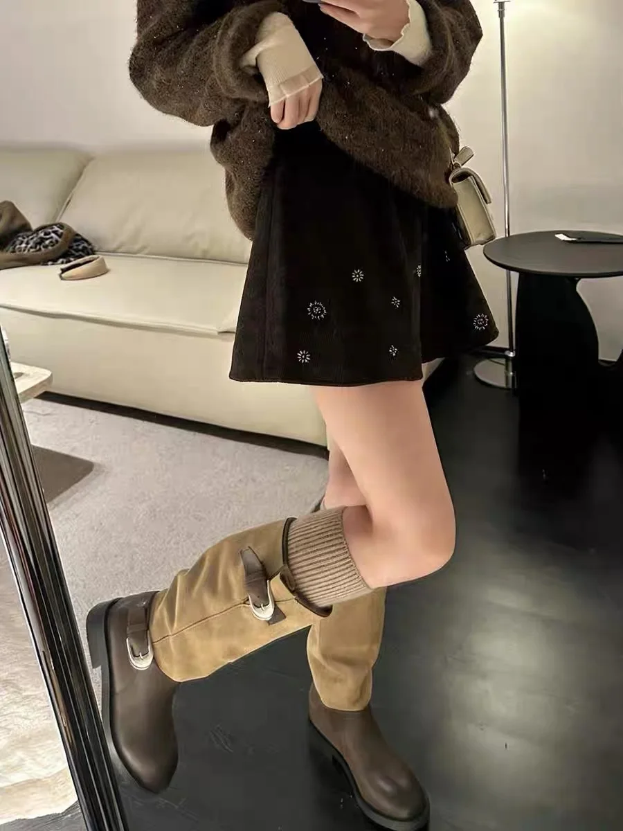 

High Waist A-Line Skirt for Women Glittering Half-length Anti-exposure Commute Style Korean Version Winter New Arrival
