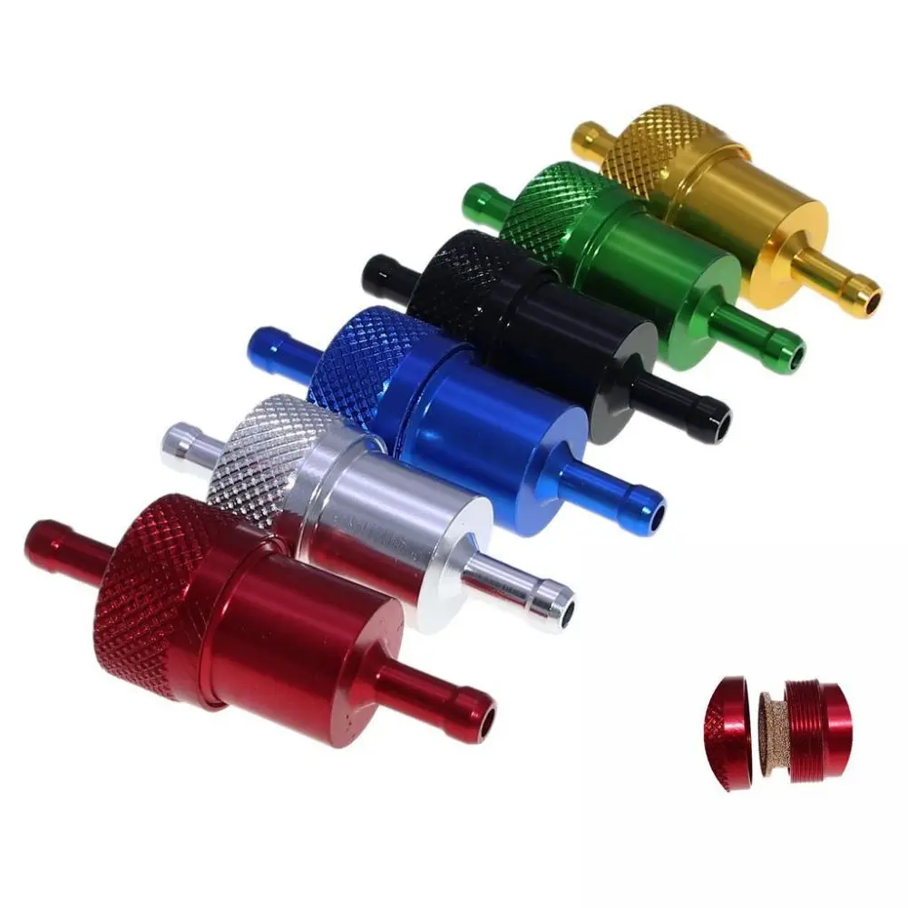 Motorcycle Gas Fuel Gasoline Oil Filter CNC Aluminum Alloy Motorbike Diesel Filter With Copper Core Universal For Moped Scooter