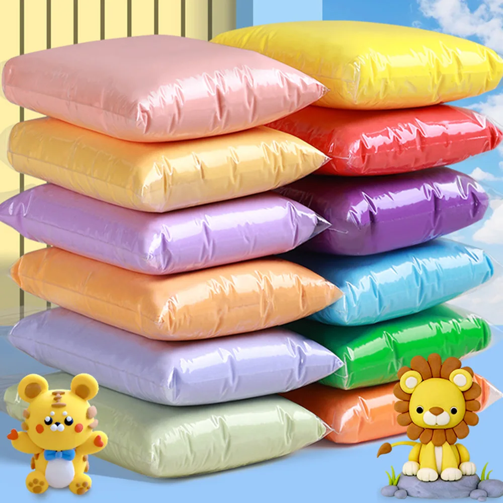 12 Colors Air Dry Modeling Clay Set Soft Non-toxic Playdough DIY Animal Doll Craft Kit Early Educational Toy Kids Birthday Gift