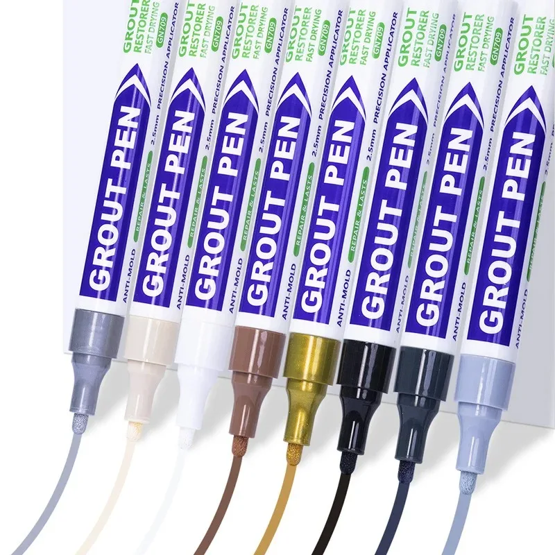 Grout Pen for Tile Repair, 8 Colors Waterproof Grout Marker, Wall Seam Pen for Bathroom Floor Kitchen, Non-Toxic Grout Restorer