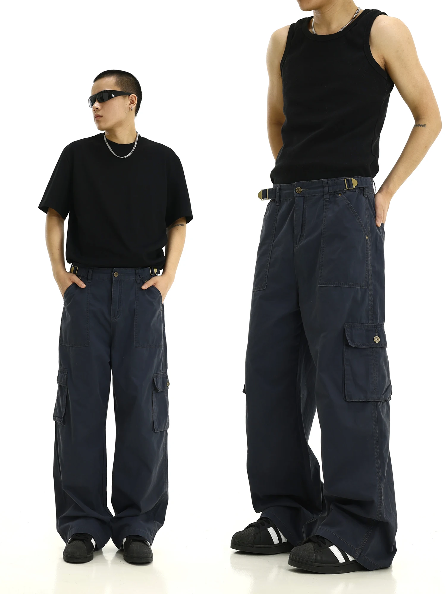 American Retro Washed Workwear Casual Pants Men's Women's Multiple Pockets High Street Versatile Loose Slim Straight Leg Wide...