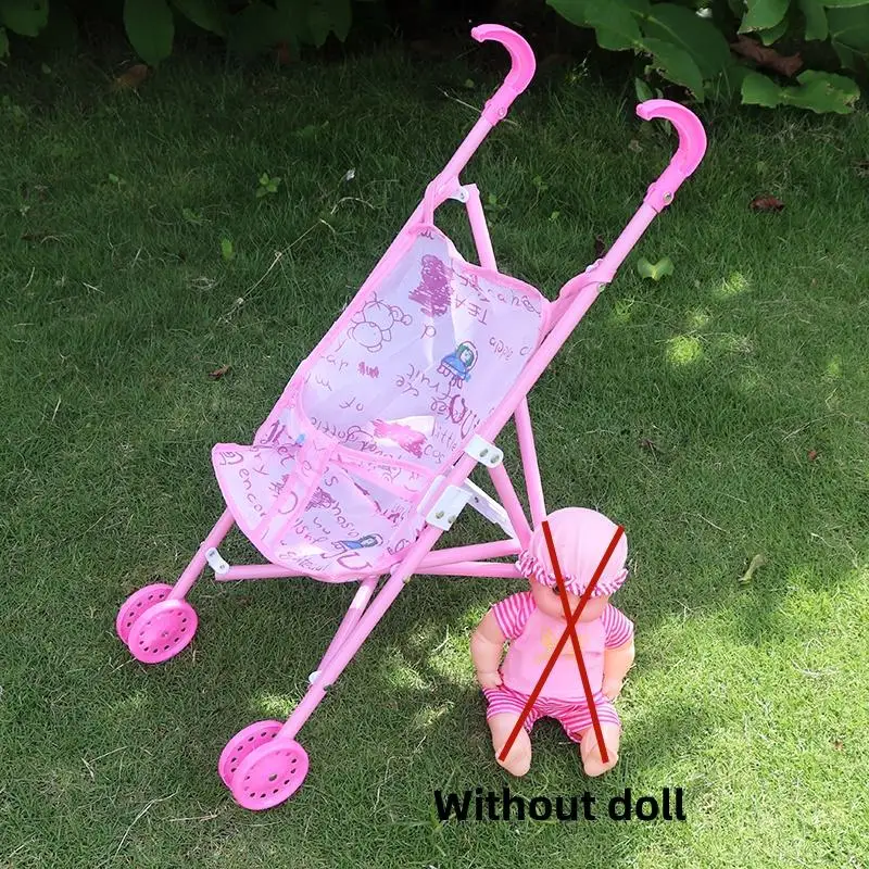 

1Pcs Colorful Large Capacity Stable Lightweight Doll Handcart Toys For Boys Girls Dolls Pram Iron Foldable Baby Stroller