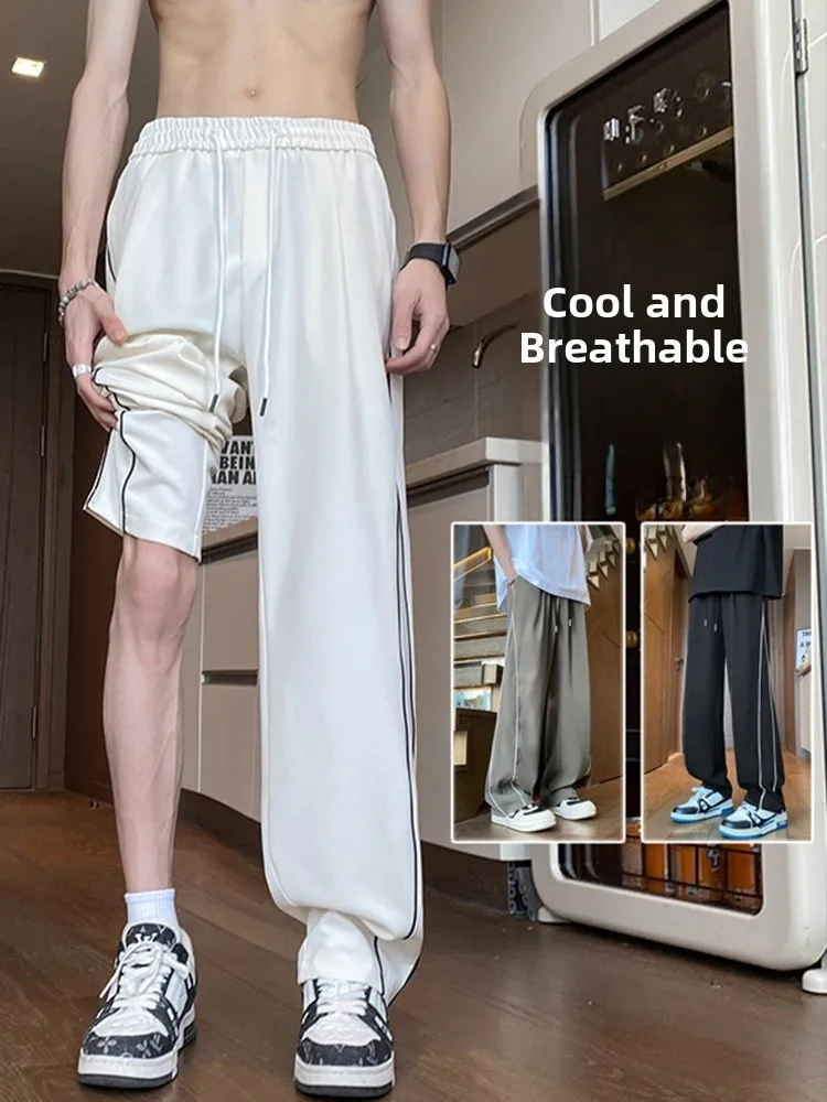 

Ice Silk Men's Summer Thin Qui Dry Loose Straight Leg Casual Pants Vintage American Sle Sun Protection Casual Trousers