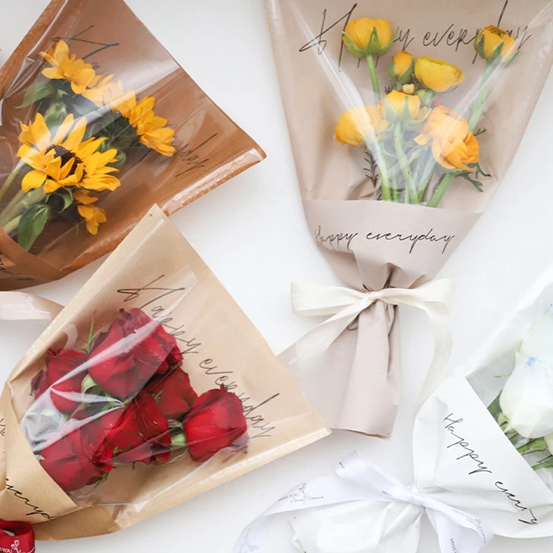 20 Pcs Flower Bags For Bouquets Flower Sleeves Floral Wrapping Paper Bulk Florist Packaging Supplies Wraps For Valentine's Day