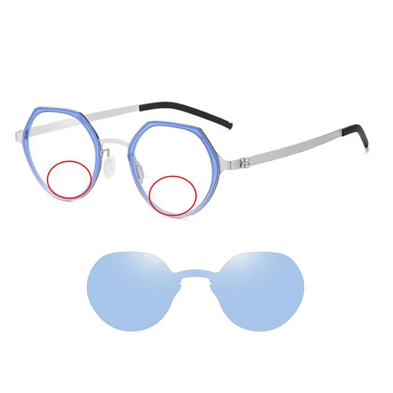 

Набор солнцезащитных очков-клипс 2-в-1 из нержавеющей стали без винтов, поляризационные бифокальные, для дальнозоркости, унисекс, с защитой от синего света, для чтения