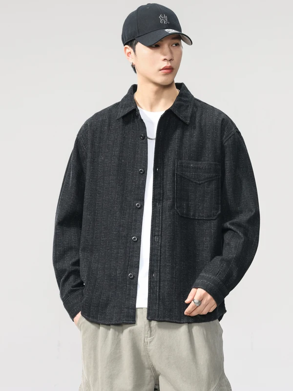 

Мужская повседневная рубашка из бамбукового хлопка с длинным рукавом, свободного кроя, в рабочем стиле, удобная, дышащая, осенняя