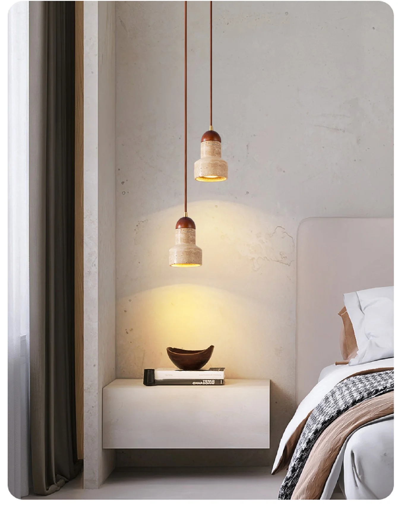 

Stone Pendant Lamp Vintage Retro Style Chandelier Bedroom Bedside Wabi-sabi Hanging Lighting Fixture For Home Room 110V 220V