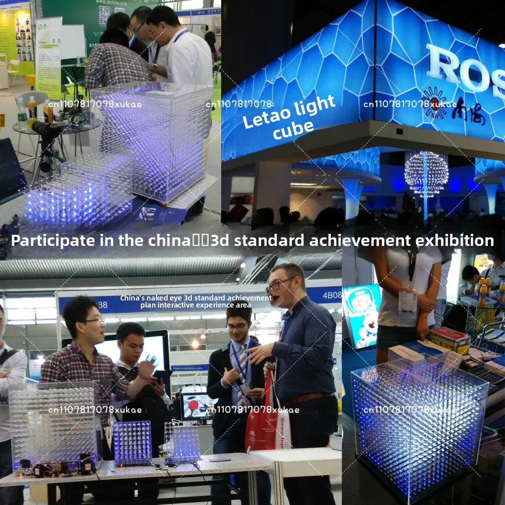 3D8 Light Cube DIY Kit, Color 8X8X8LED Microcontroller Electronic DIY Production 3D Host Computer
