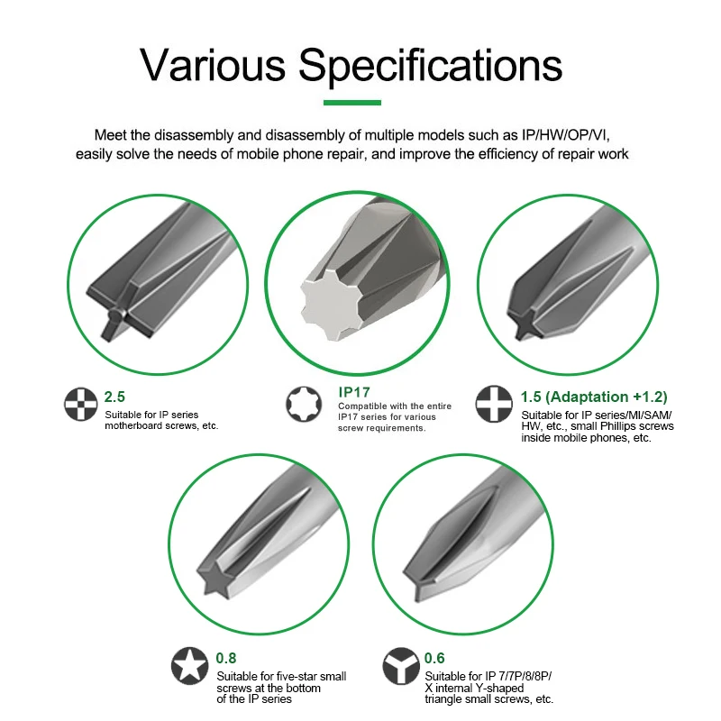 RELIFE RL-728A-IP17 2D الهاتف المحمول إصلاح مفك مجموعة صلابة عالية سبائك الصلب قوي الامتزاز المغناطيسي مفك البراغي #6