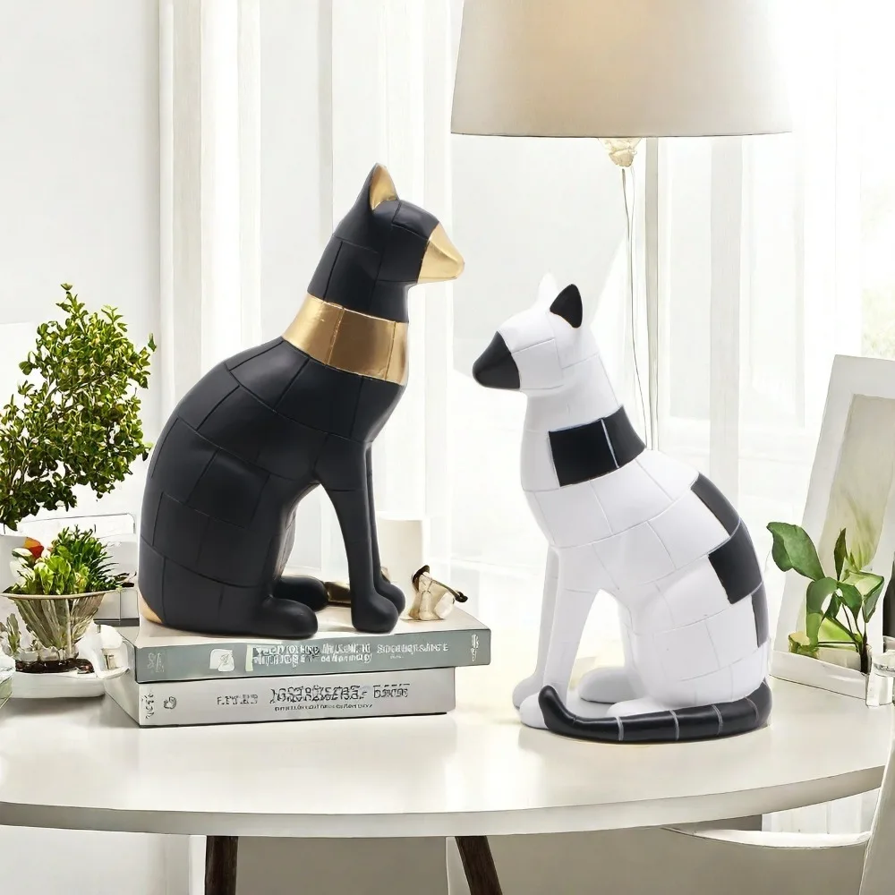 

Modern Simple Plaid Cat Home Living Room Decorations Home Goodies Resin Crafts Gifts Home Decor Feng Shui Room Decor