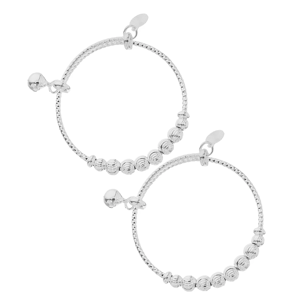 

2 Pcs Baby Bracelet Bangles for Girls Adjustable Cute Silver Jewelry Birth Newborn Toddler