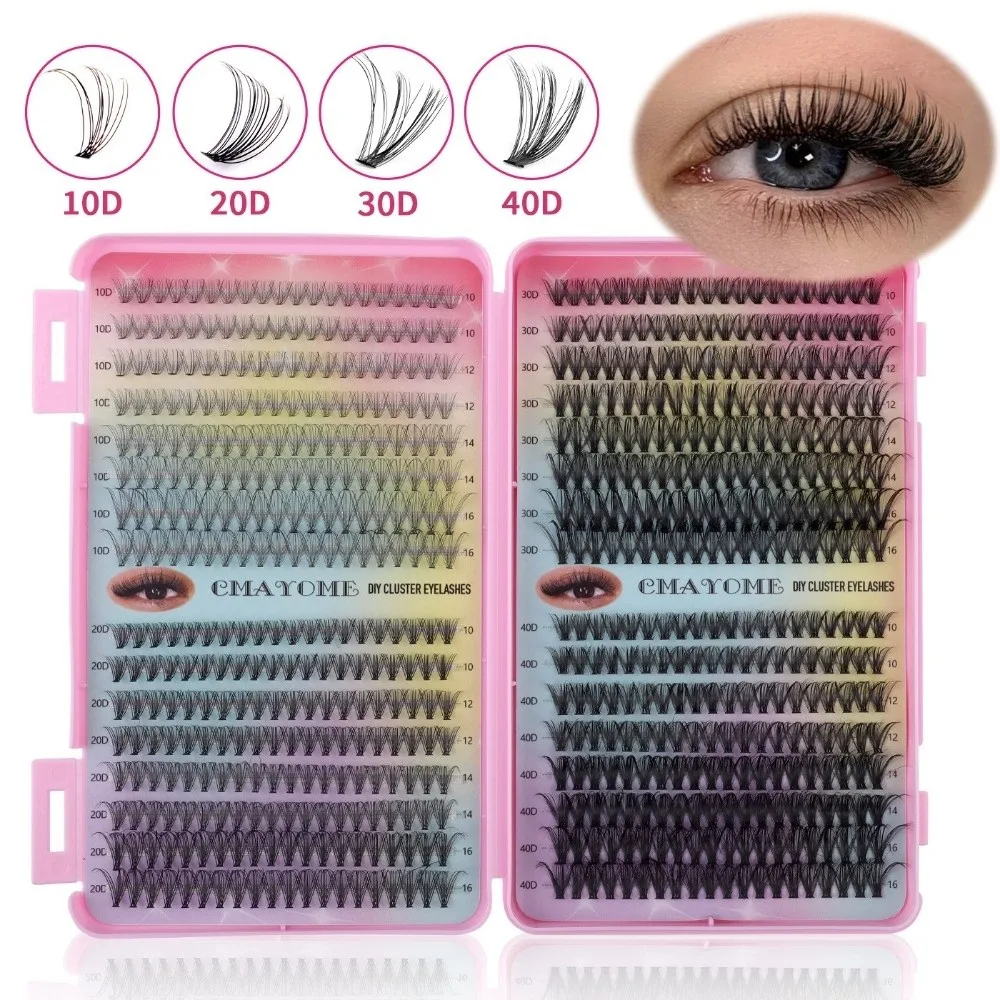 

New Bond and Seal False Eyelashes 10-16mm 5D Fluffy Cluster Lashes Kit Mixed Tray Natural Look Faux Mink Lashes Makeup Tool