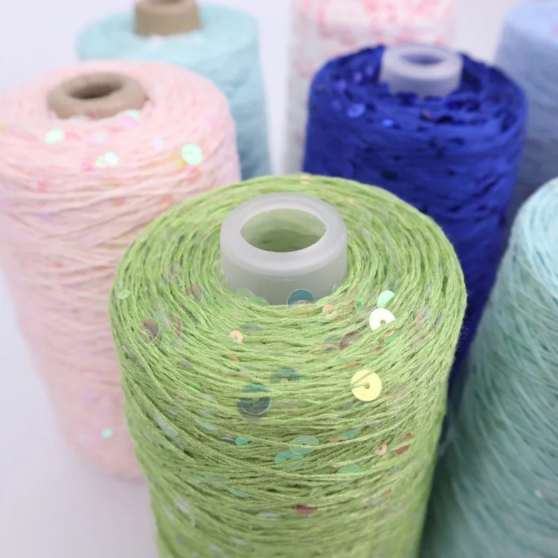 

500g /1300M Handknitted Cotton Sequins Yarn 3mm+6mm Yarn for Woman Woollen Sweater Hat Scarf DIY Crafts