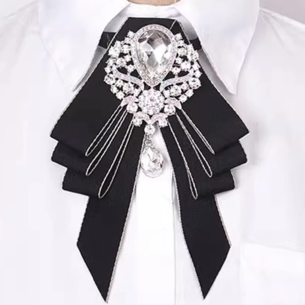 

Luxury Fabric Bow Tie British Style Suit Shirt Crystal Necktie Unisex Student Elegant Collar Fashion Jewelry Accessories