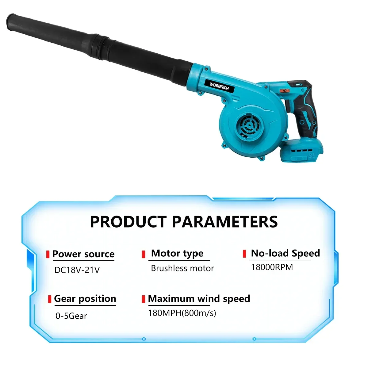 2 IN 1 Cordless Leaf Blower Brushless Electric Air Blower 6 Speed Blower Vacuum Cleaner (No Battery) for Makita 18V Battery
