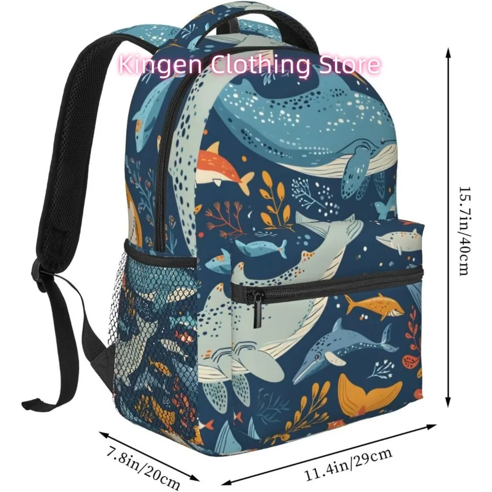 Cartoon Cute Whale Lightweight Laptop Backpack Lightweight Multipurpose Travel Casual Daypack Unisex College Backapcks for Men