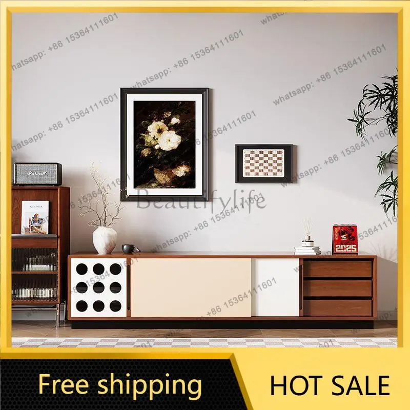 FG retro solid wood TV cabinet Nordic living room modern simple storage cabinet