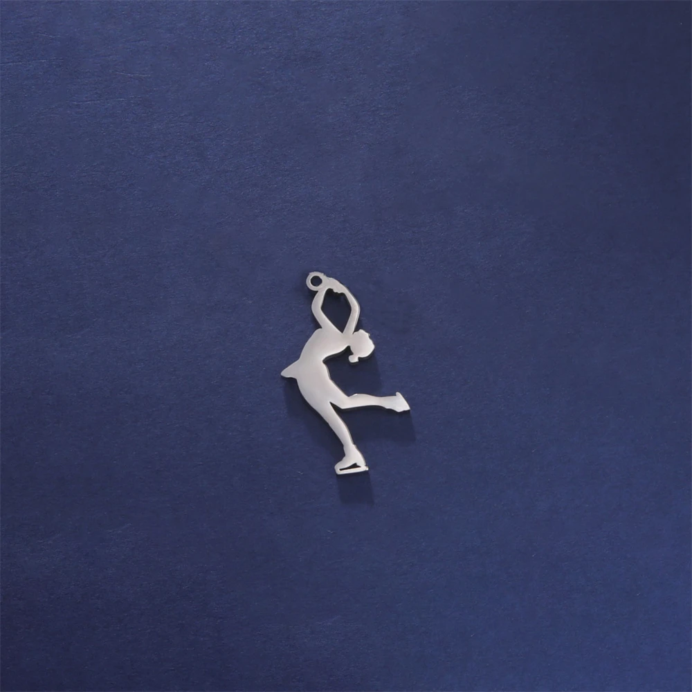 5pcs/Lot Stainless Steel Charms Figure Skating Sprots Charm For Jewelry Making Wholesale Diy Women Necklace Pendants Findings